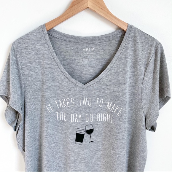 Apt. 9 Tops - Apt. 9 Coffee and Wine graphic v-neck t-shirt NEW